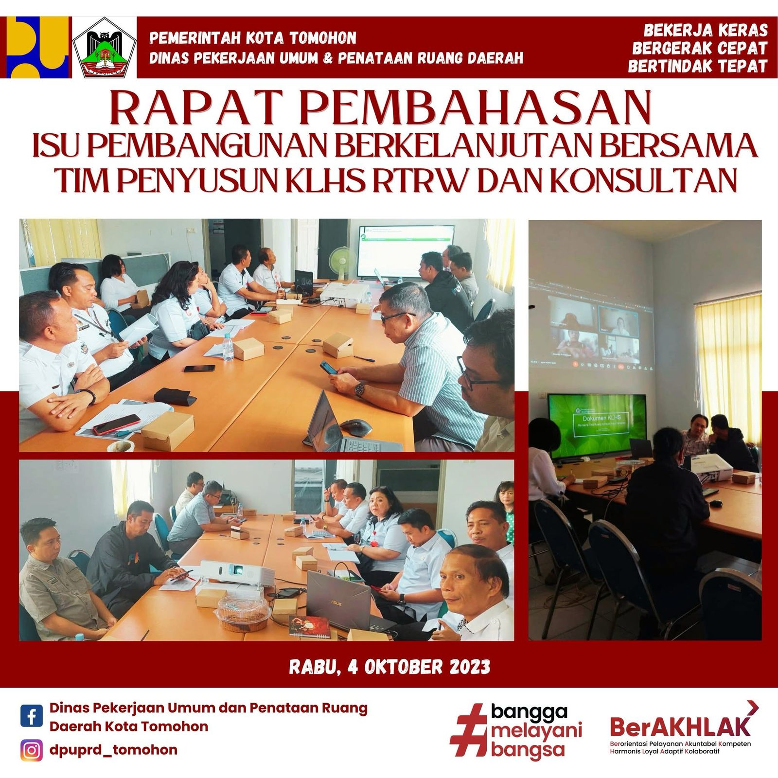 RAPAT PEMBAHASAN ISU PEMBANGUNGAN BERKELANJUTAN BERSAMA TIM PENYUSUN KLHS RTRW DAN KONSULTAN